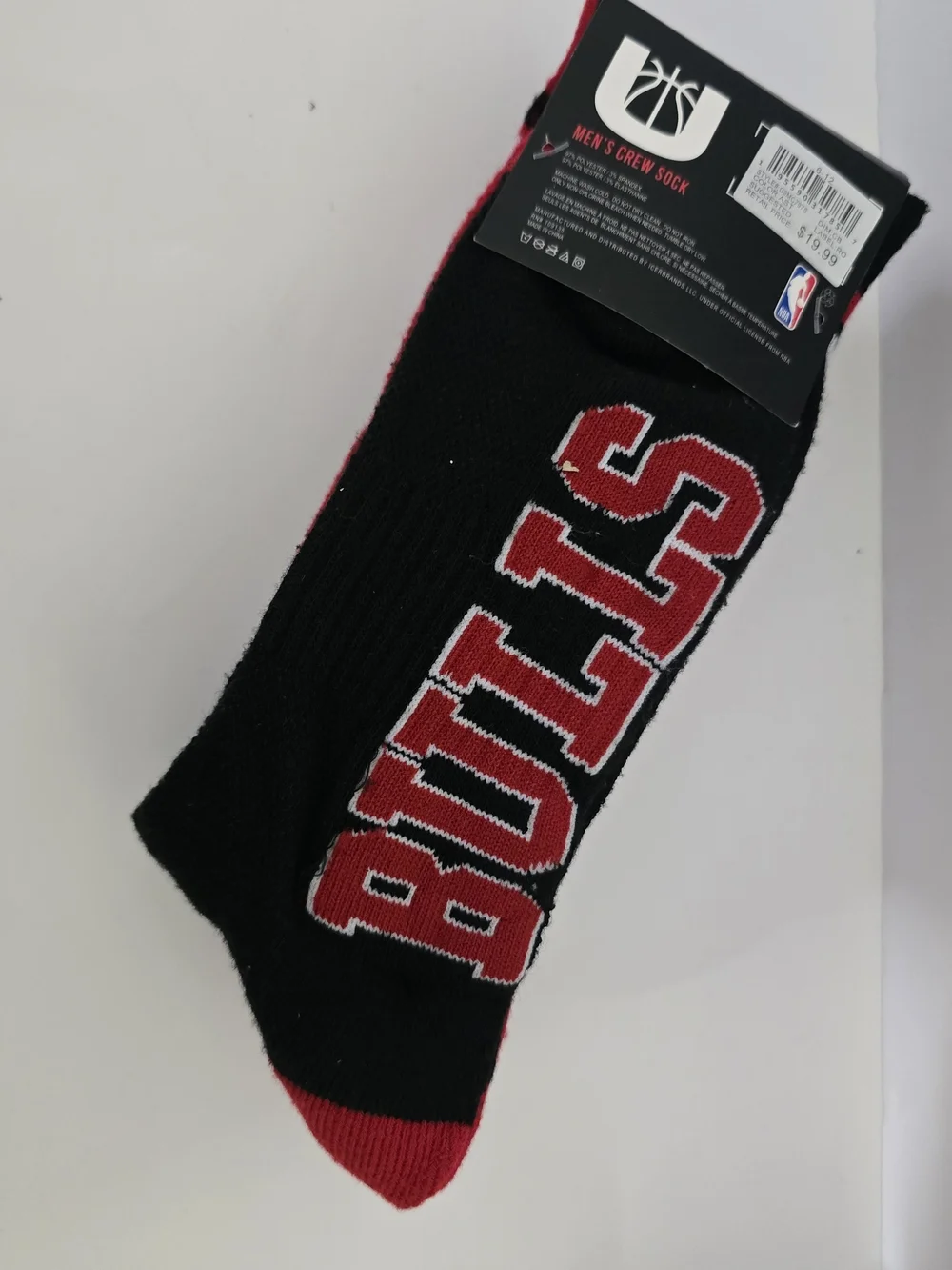 NBA Gray Crew Socks with Red & White Chicago Bulls Logo